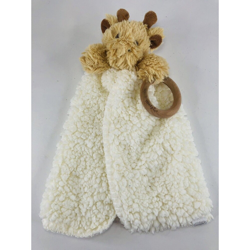 Mud Pie Woobies Giraffe Safari Wood Teether Lovey Plush 14"